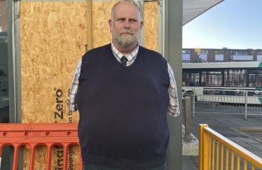 Tom at Bedford Bus Station